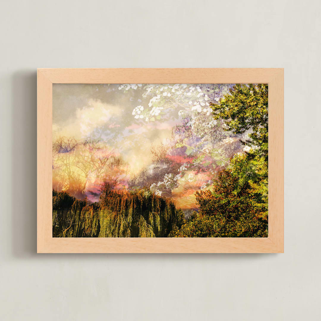 "Summer Somewhere" - Art Print in sunset peach by Synnöve Seidman - Framed