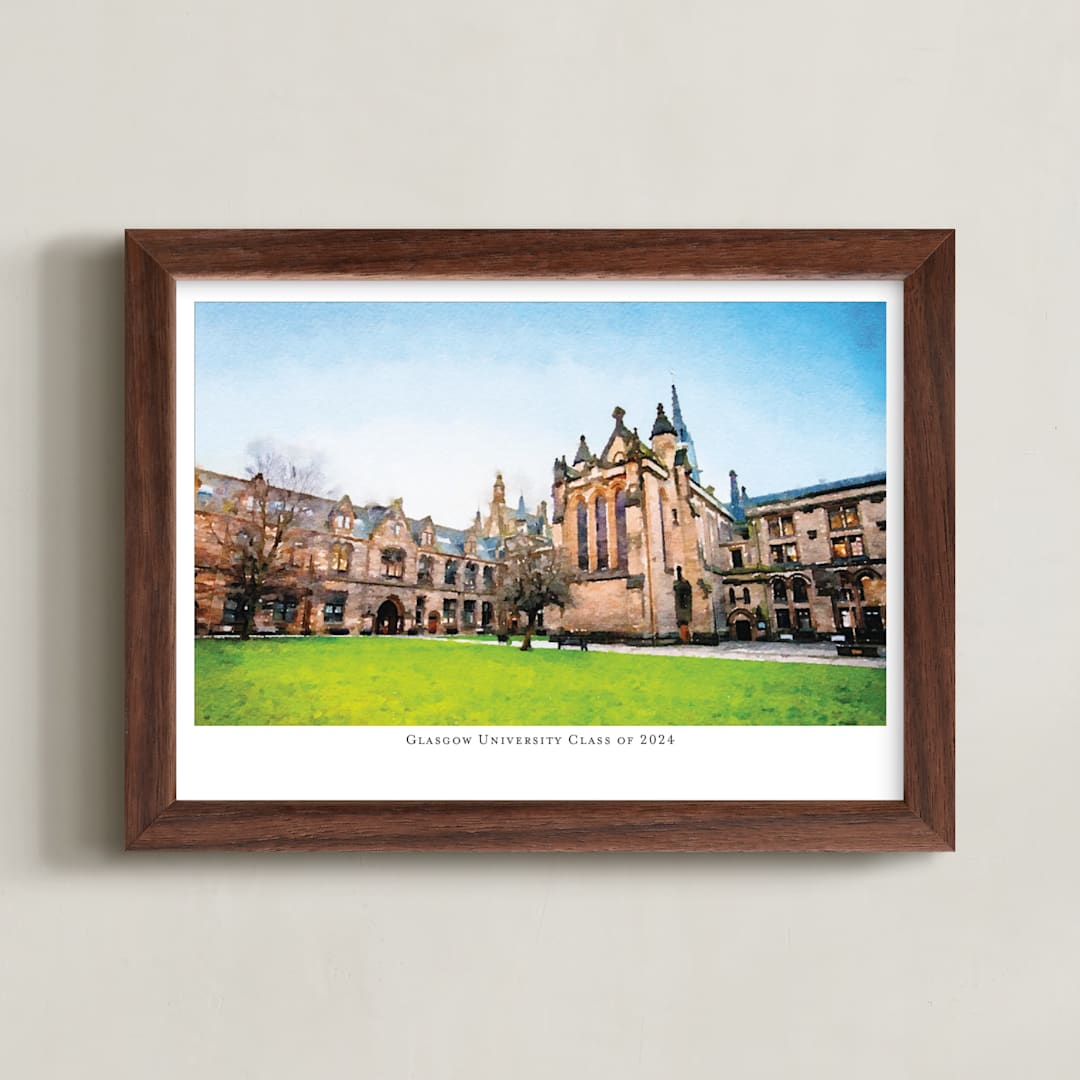 "Custom Campus Landscape with Text" - Custom Print in Paper by Minted - Framed