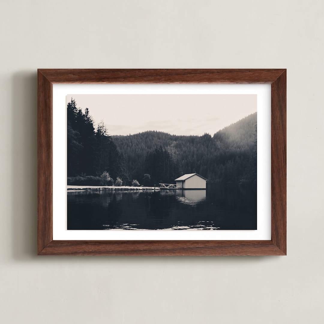 "Lakeside View" - Art Print in Deep Water by Sherley Ferreira - Framed