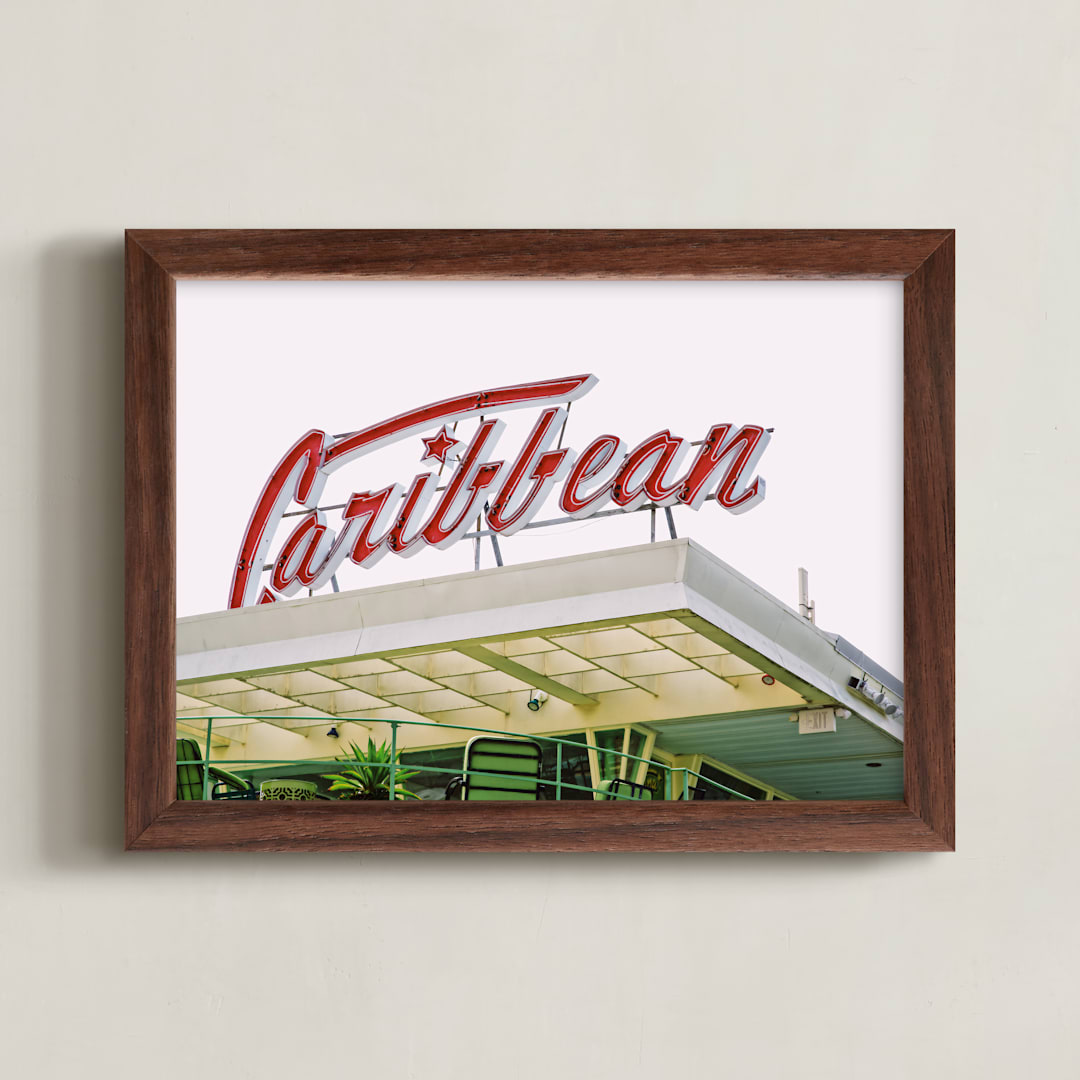 "The Carribean" - Art Print in Retro Red by Deana Clement - Framed