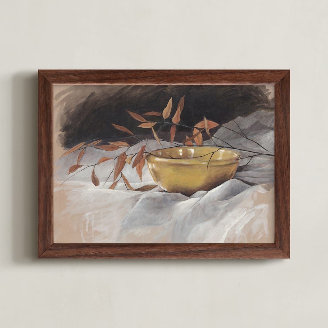 "Yellow Bowl" - Art Print in Goldenrod by Lorent and Leif - Framed