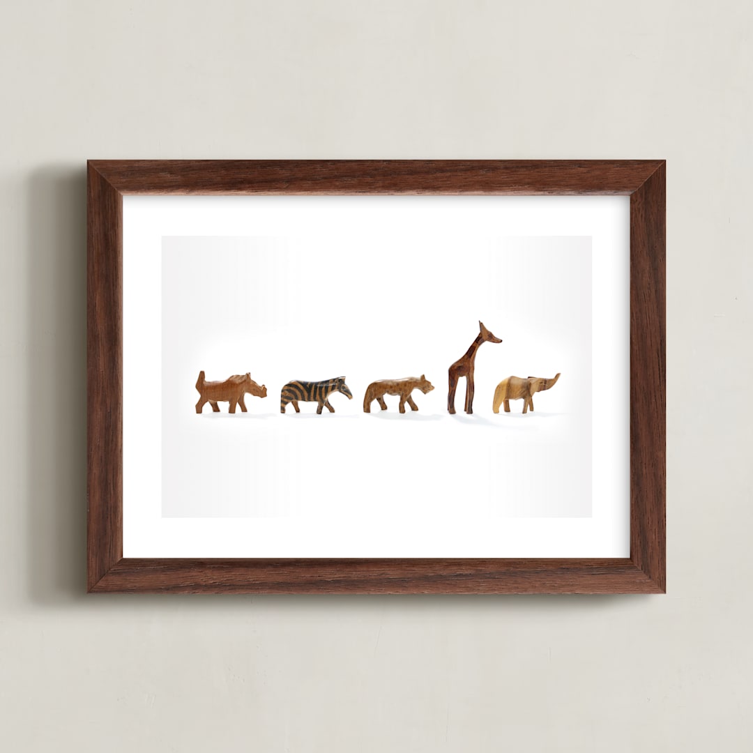 "Safari March" - Art Print in Wood by Katie Cooper Bussell - Framed