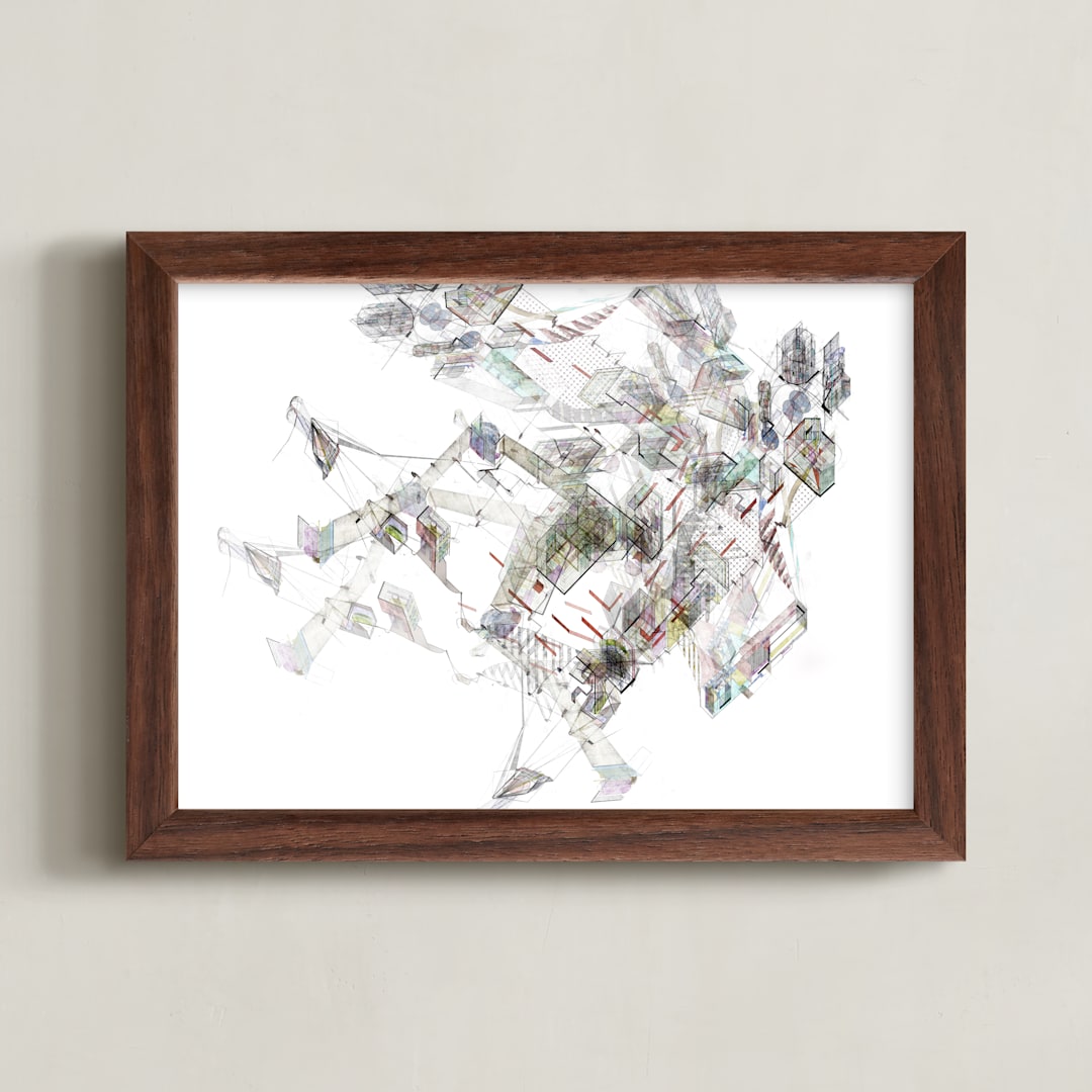 "Ginza Abstraction Part Two" - Art Print in red by Johnathon Smith - Framed