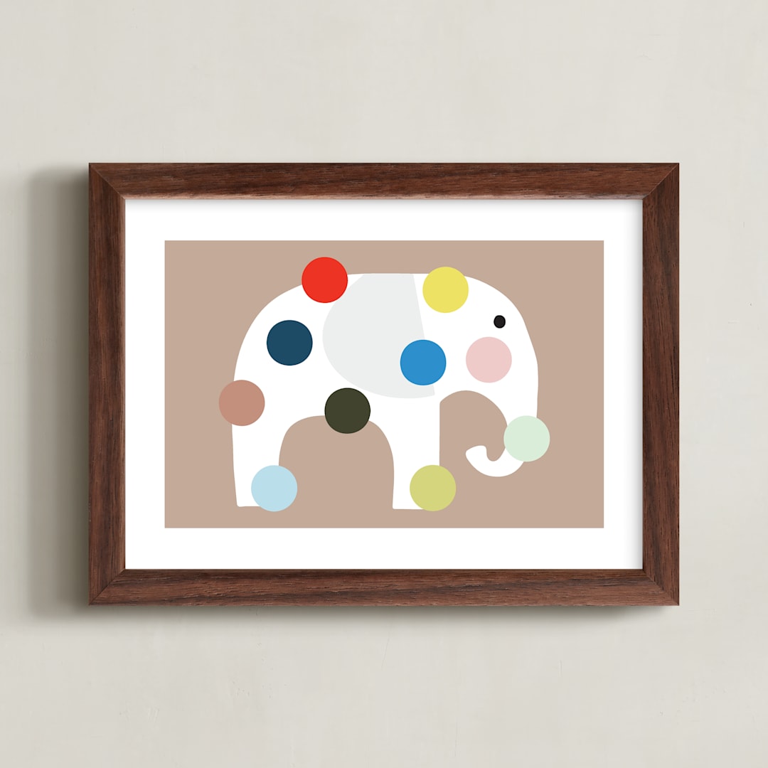 "Elephadots" - Art Print in Earth by Maja Cunningham - Framed