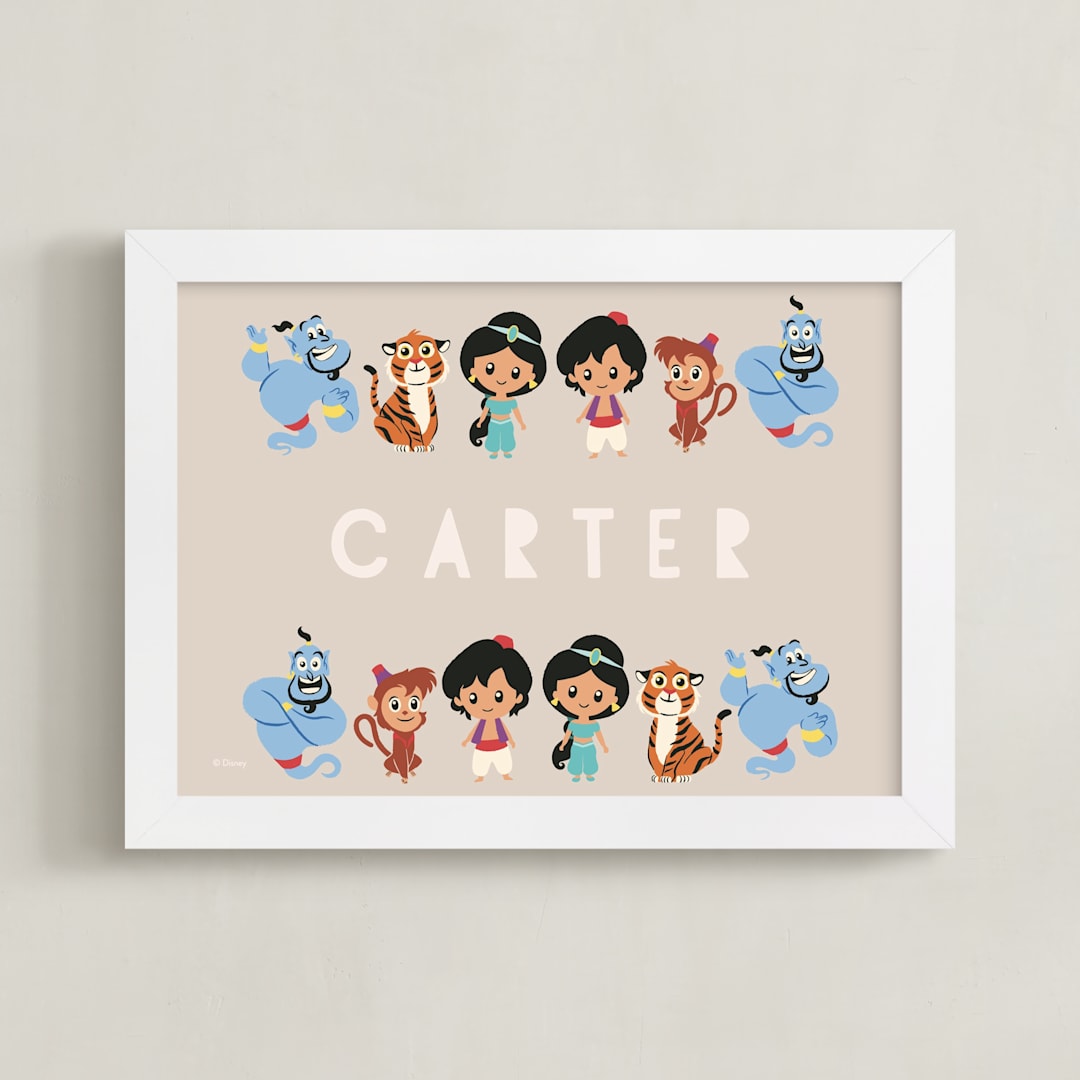 "Disney's Aladdin & Friends" - Personalized Art Print in Desert by Vivian Yiwing - Framed