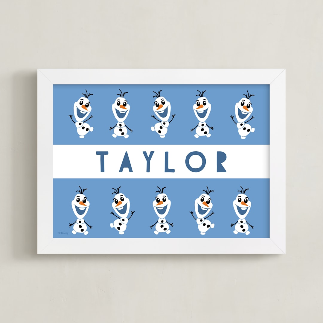 "Disney's Olaf Song" - Personalized Art Print in Frost by Vivian Yiwing - Framed