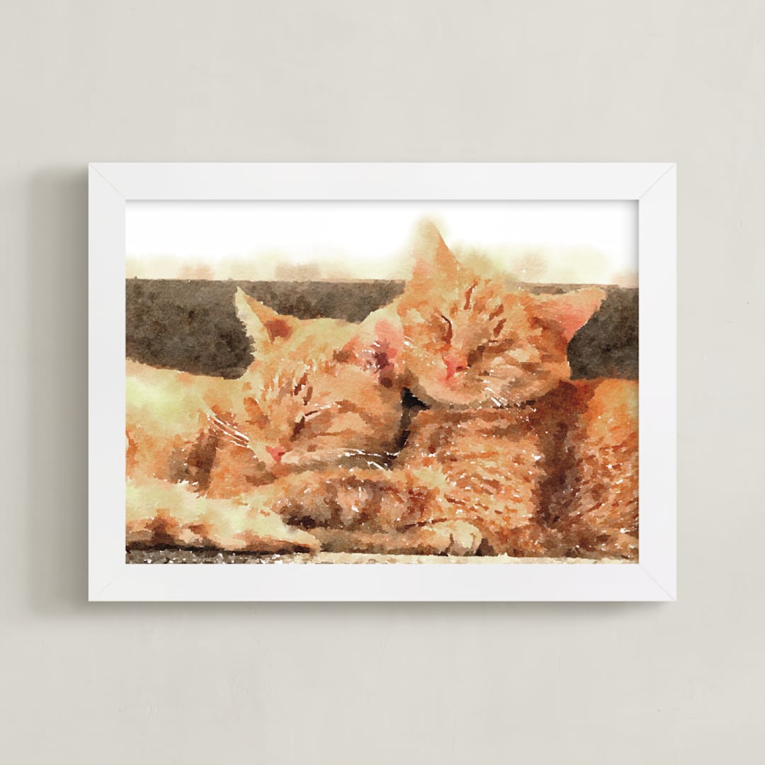 "Custom Pet Portrait - Landscape" - Custom Print in White by Minted - Framed