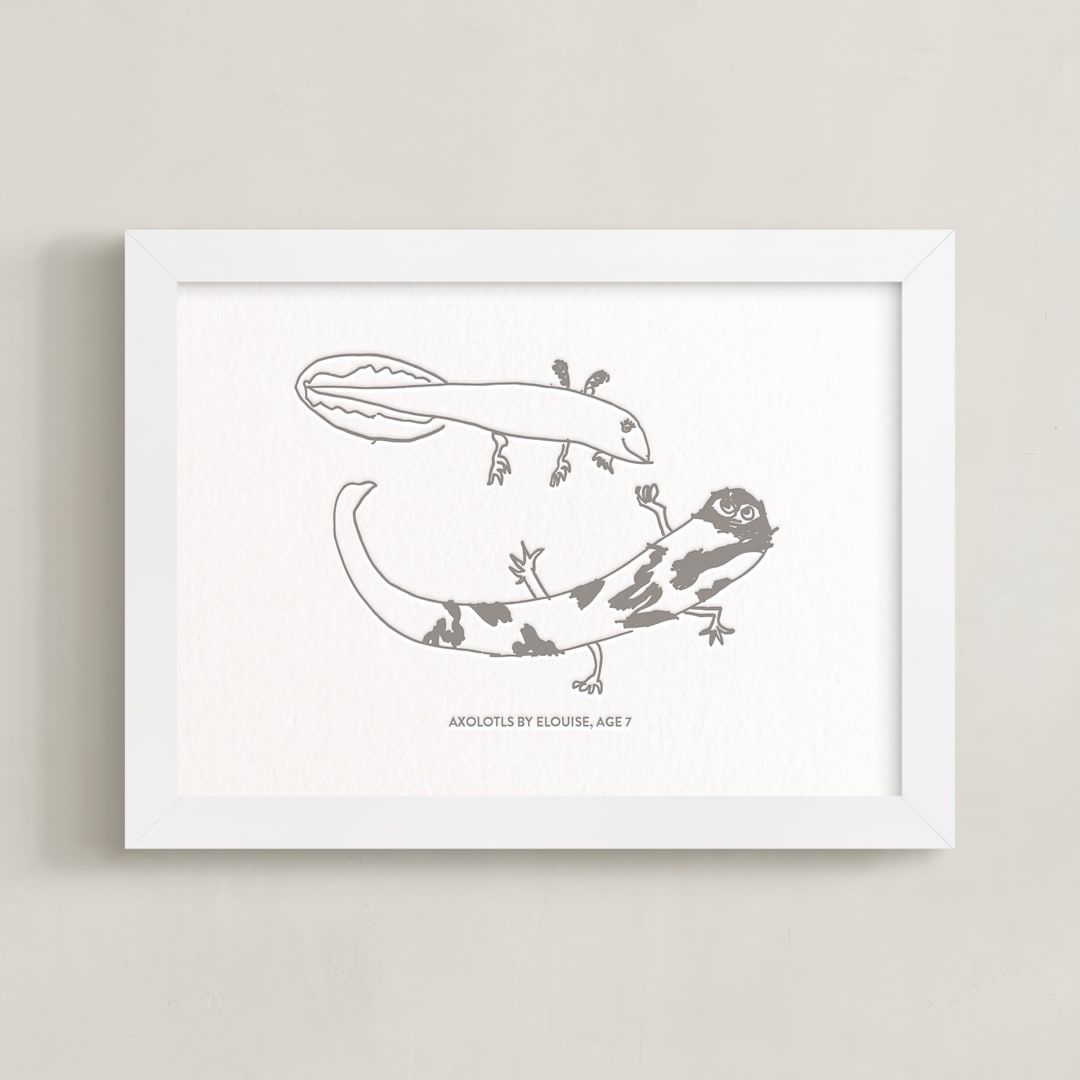 "Your Drawing: Landscape Custom Letterpress Print" - Custom Letterpress Print in Warm Gray by Minted - Framed