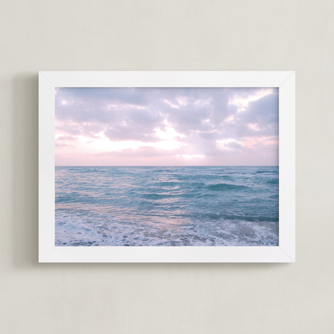 "Moody Atlantic" - Art Print in Lavender Sunrise by Kate Ross - Framed
