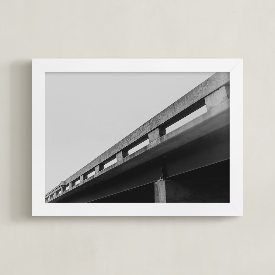 "Bridge Lines" - Art Print in Concrete by Brianne Larsen - Framed