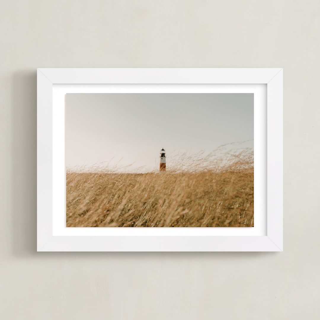 "Sankaty Lighthouse" - Art Print in Wheat by Chelsea Victoria - Framed