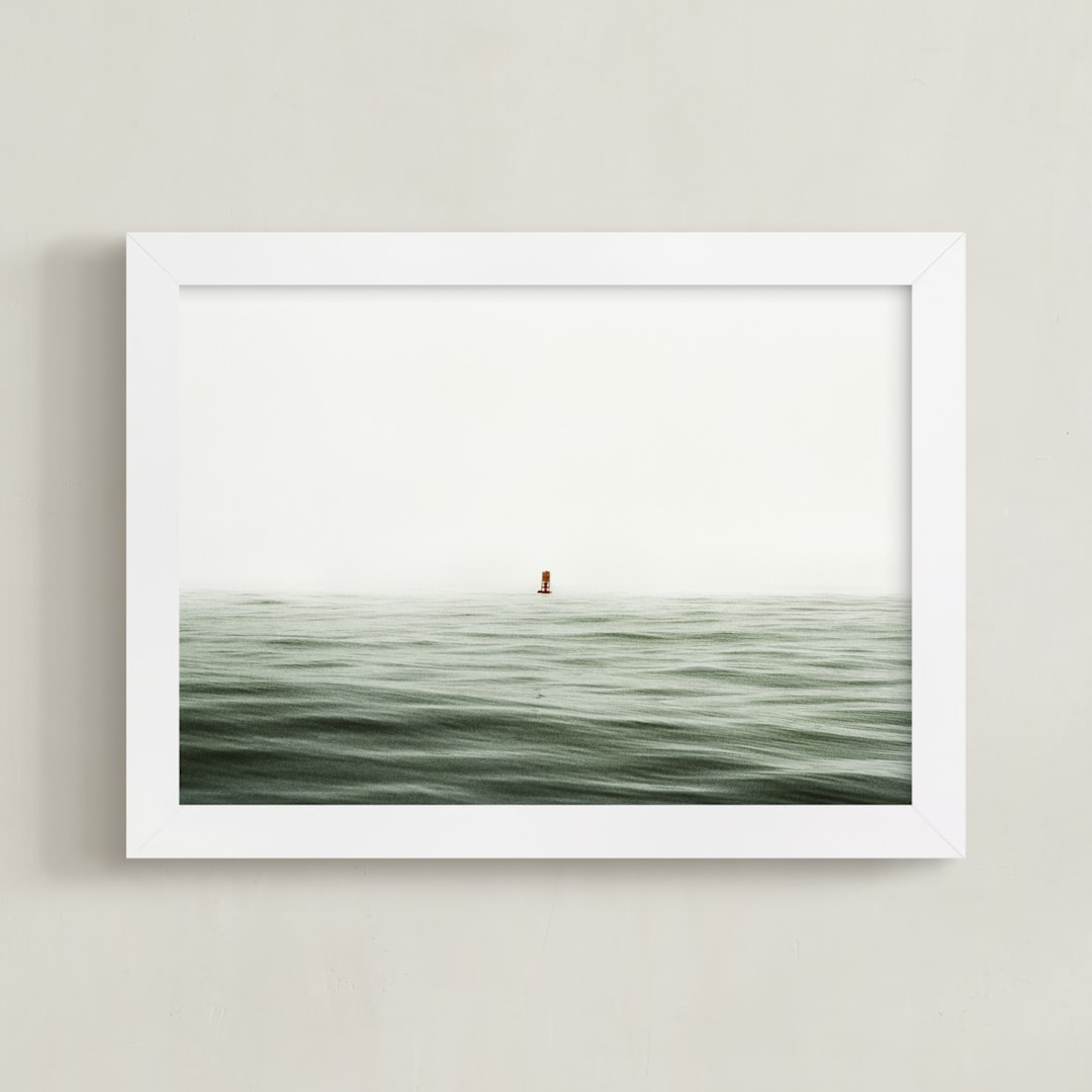 "Channel Marker Buoy" - Art Print in green mist by Rebecca Tamar - Framed