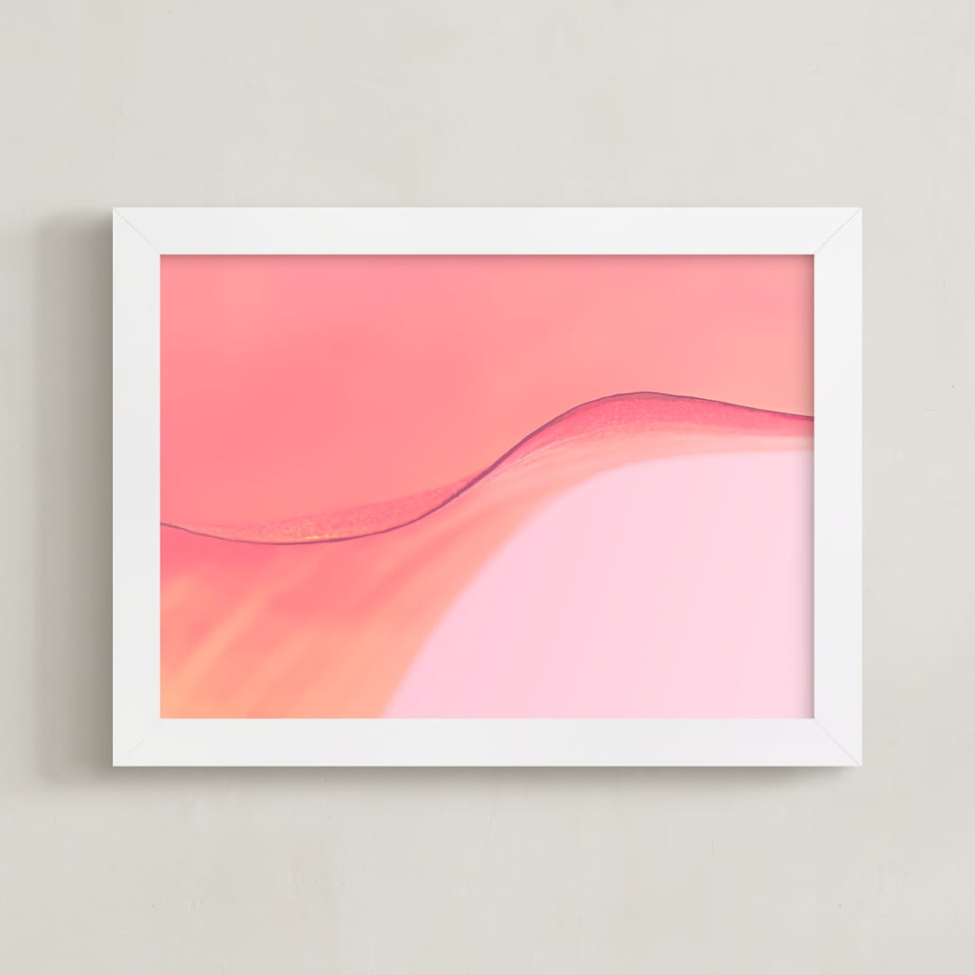 "Lily on the Edge" - Art Print in Coral by Kate Dailey - Framed