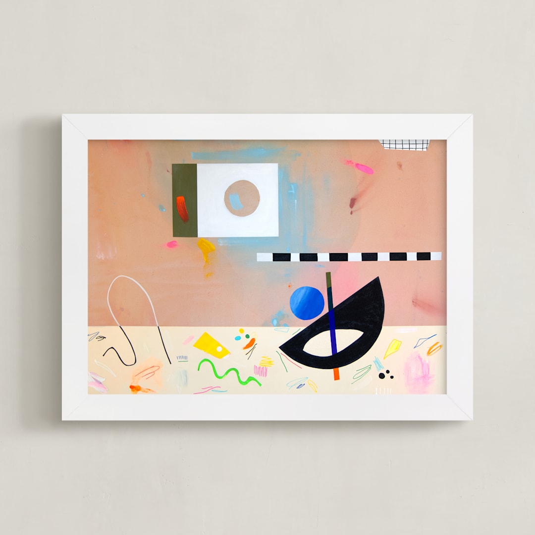 "METHOD IN THE MADNESS" - Art Print in Peach by Keren Toledano - Framed
