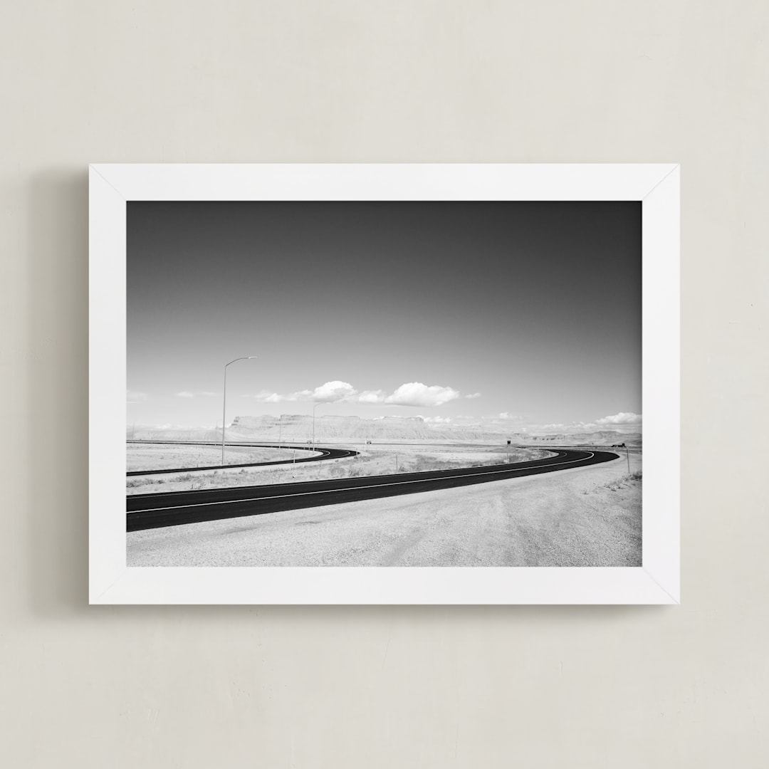 "Desert Route" - Art Print in Asphalt by Tania Medeiros - Framed