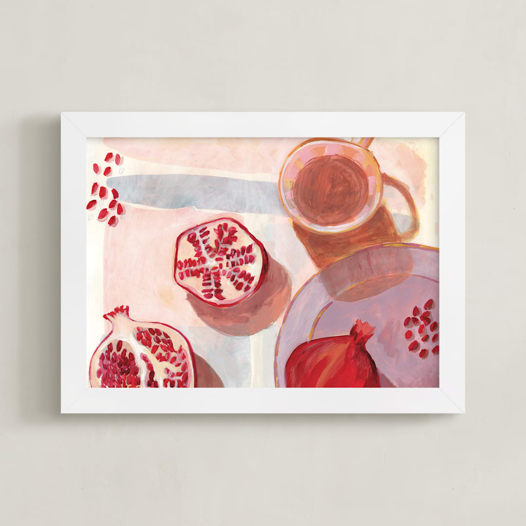 "Pomegranate Flatlay Study" - Art Print in Pomegranate Red by Kinga Subject - Framed