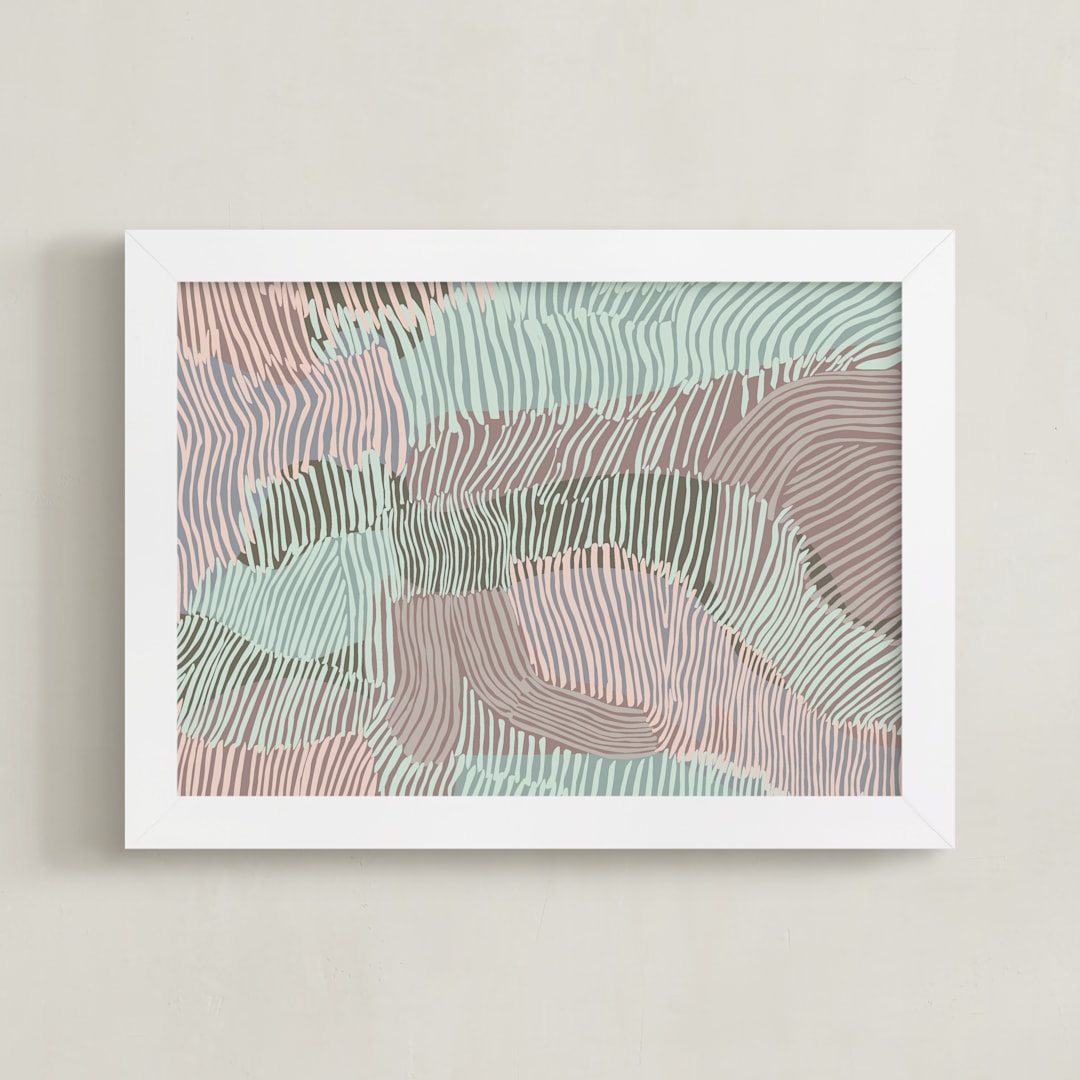 "Stripe Escape " - Art Print in Seagreen by Nina Leth - Framed
