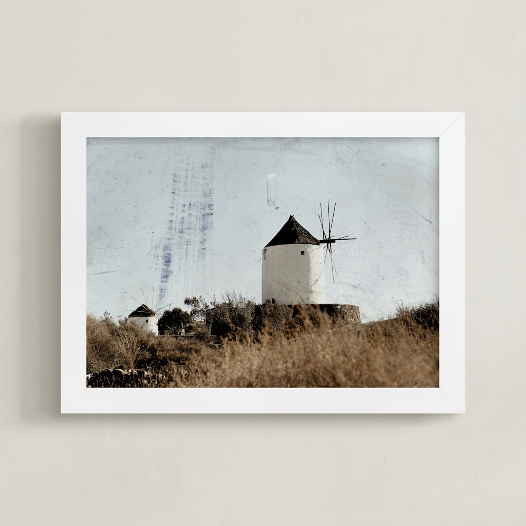 "Gavrilos" - Art Print in Santorini Blue by Heather Deffense - Framed