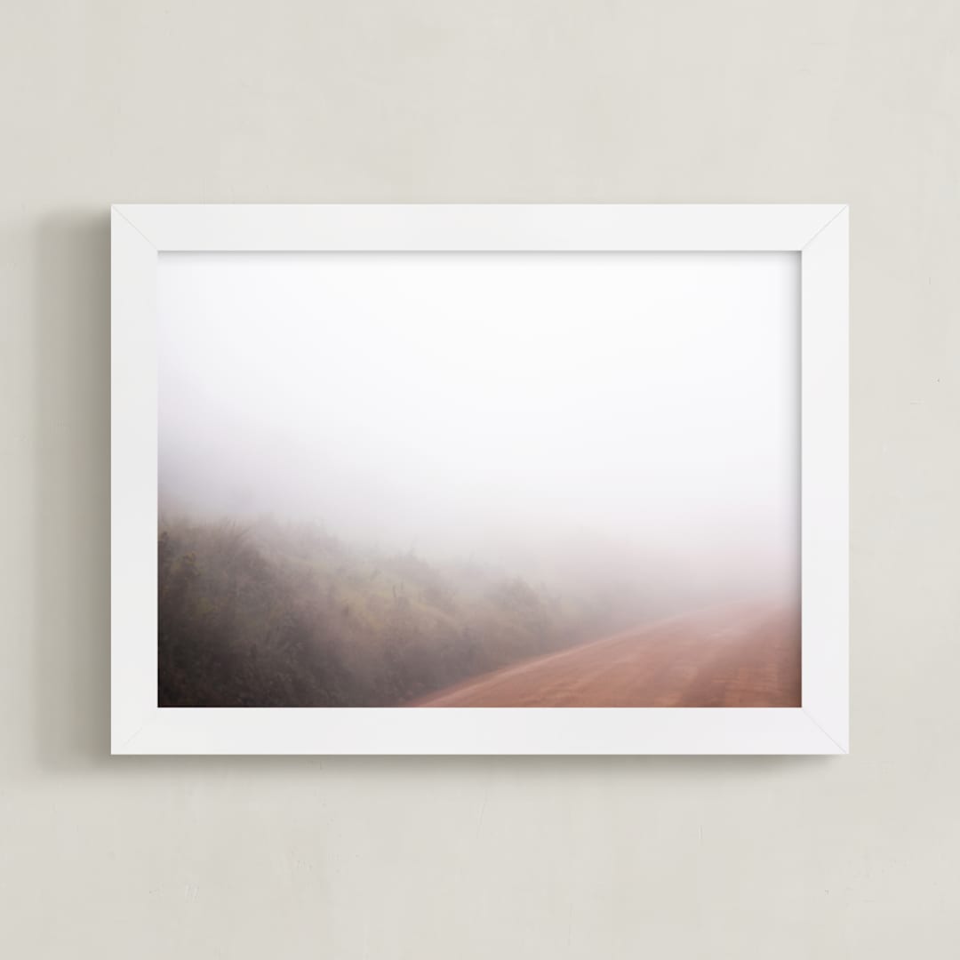 "Misty Tanzanian Mornings" - Art Print in Sandy Soft Terracotta by Lisa Sundin - Framed