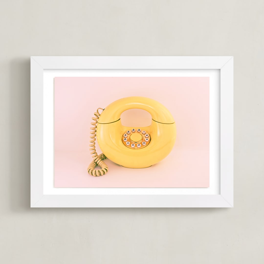 "Call Me Maybe 2" - Art Print in Baby Pink by Deborah Chou - Framed