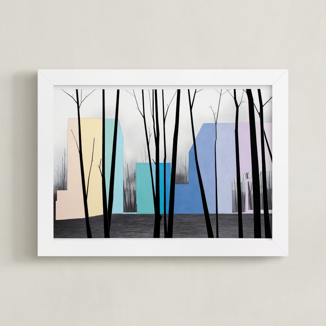 "Cantilever 2" - Art Print in Charcoal by Sara Joy - Framed