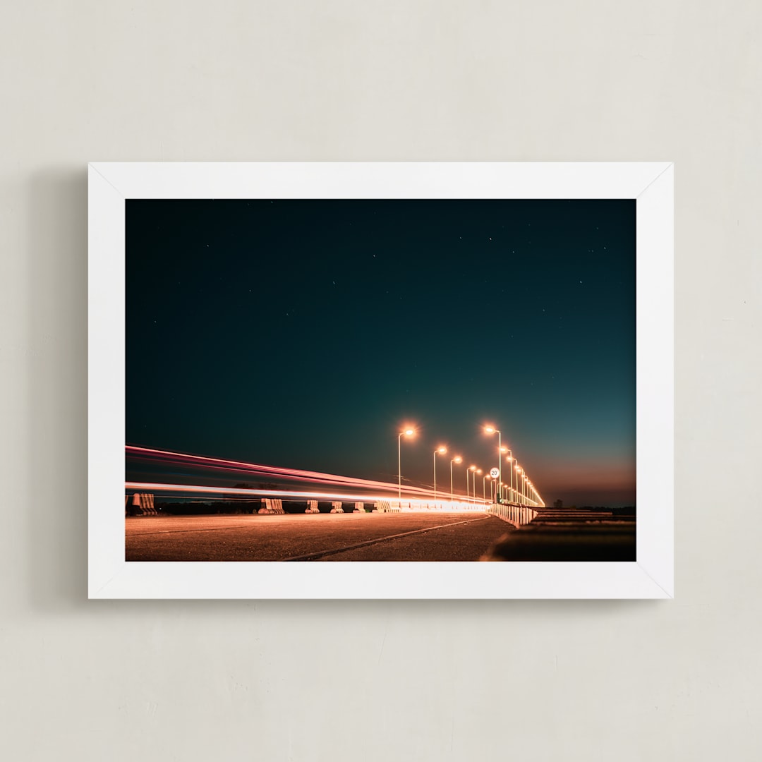 "The Fast Bridge" - Art Print in Marmalade Pine by Christian Fernandez - Framed