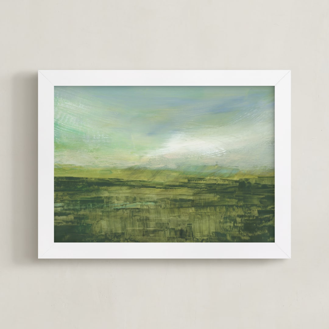 "Wide Open Spaces" - Art Print in Redwood County Green by Stacy Kron - Framed