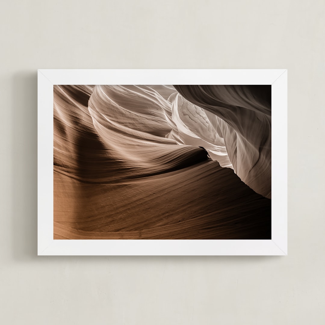 "Caramel Canyon I" - Art Print in Cocoa Brown by David Michuki - Framed
