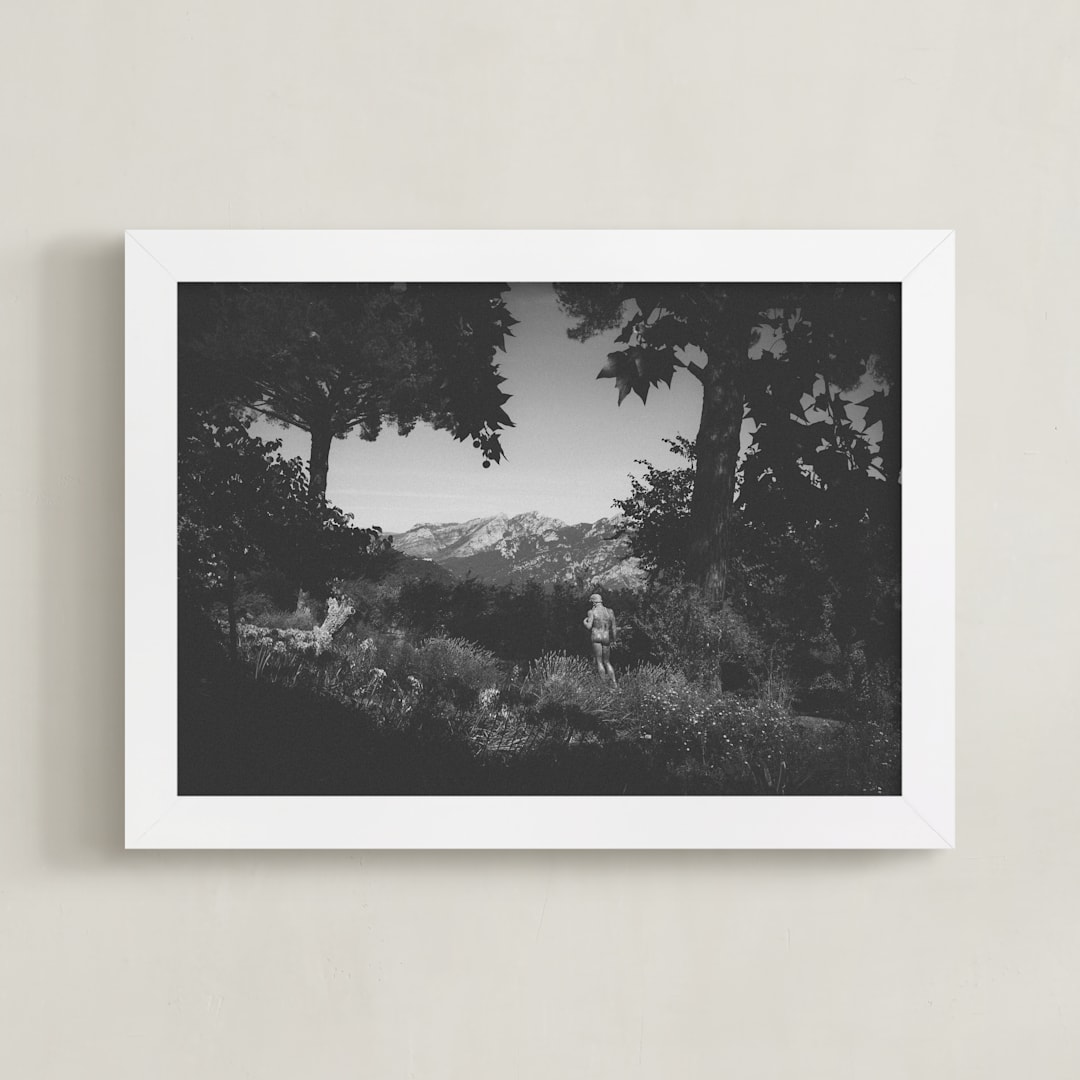 "Forgotten garden" - Art Print in Black by Romain - Framed
