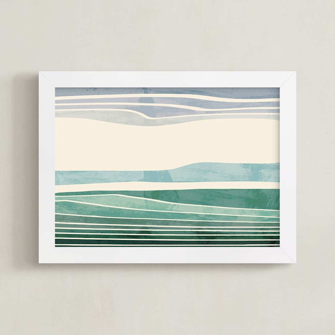 "Horizon 2" - Art Print in Aqua by Tatjana Koraksic - Framed