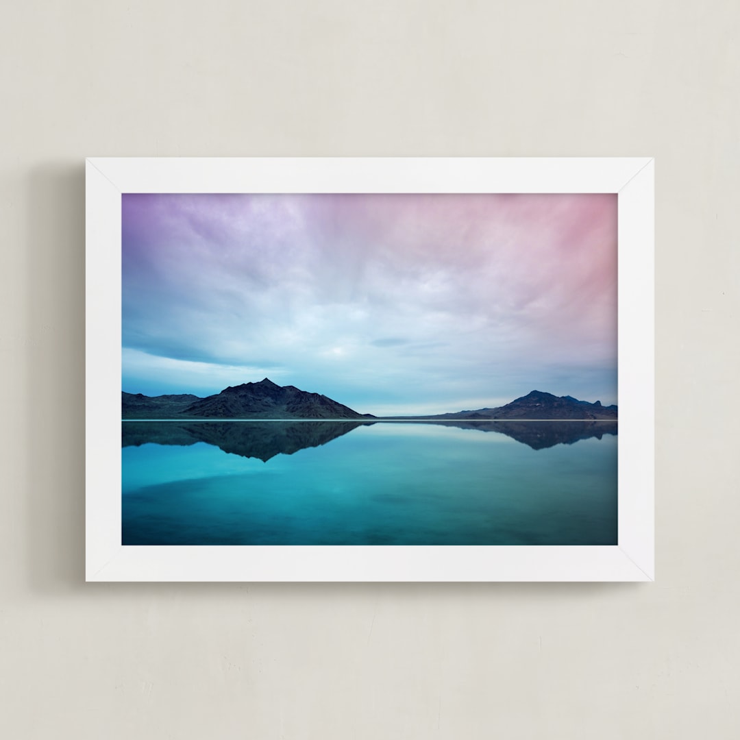 "Desert's Edge" - Art Print in Turquoise Blue by Eric Clegg - Framed