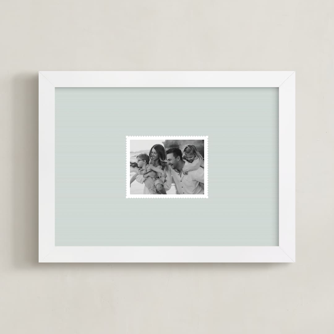 "Railroad Stripe: Landscape" - Framed Photo in Denim by Olivia Kanaley Inman - Framed