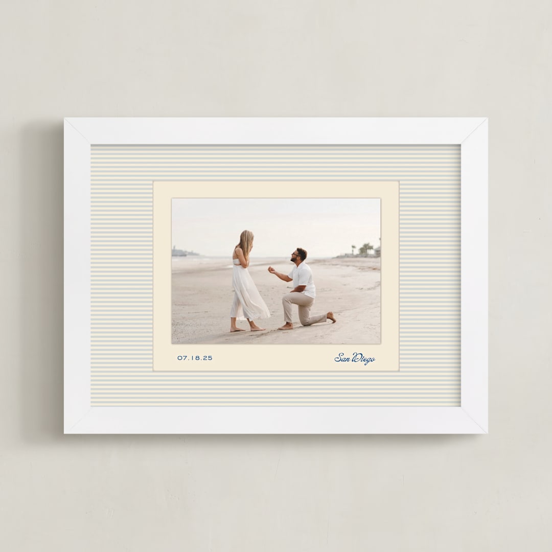 "Luxe Stripes: Landscape" - Framed Photo in Azure by Creo Study - Framed