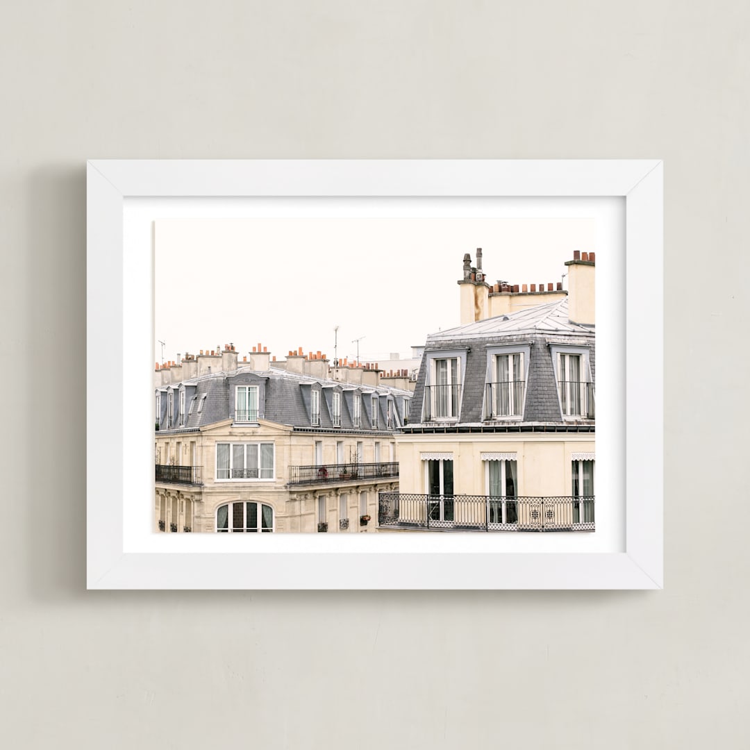 "Parisian Windows" - Art Print in Whitewashed by Annie Montgomery - Framed