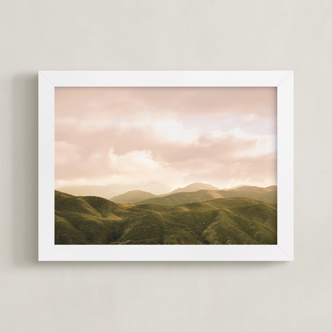 "Hazy Mountain High" - Art Print in Green Hills by Emmy Hagen - Framed