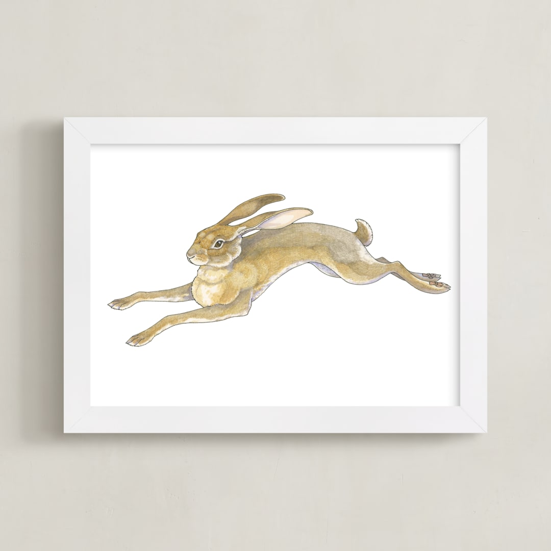 "Wild Hare" - Art Print in burnt sienna by Natalie Groves - Framed
