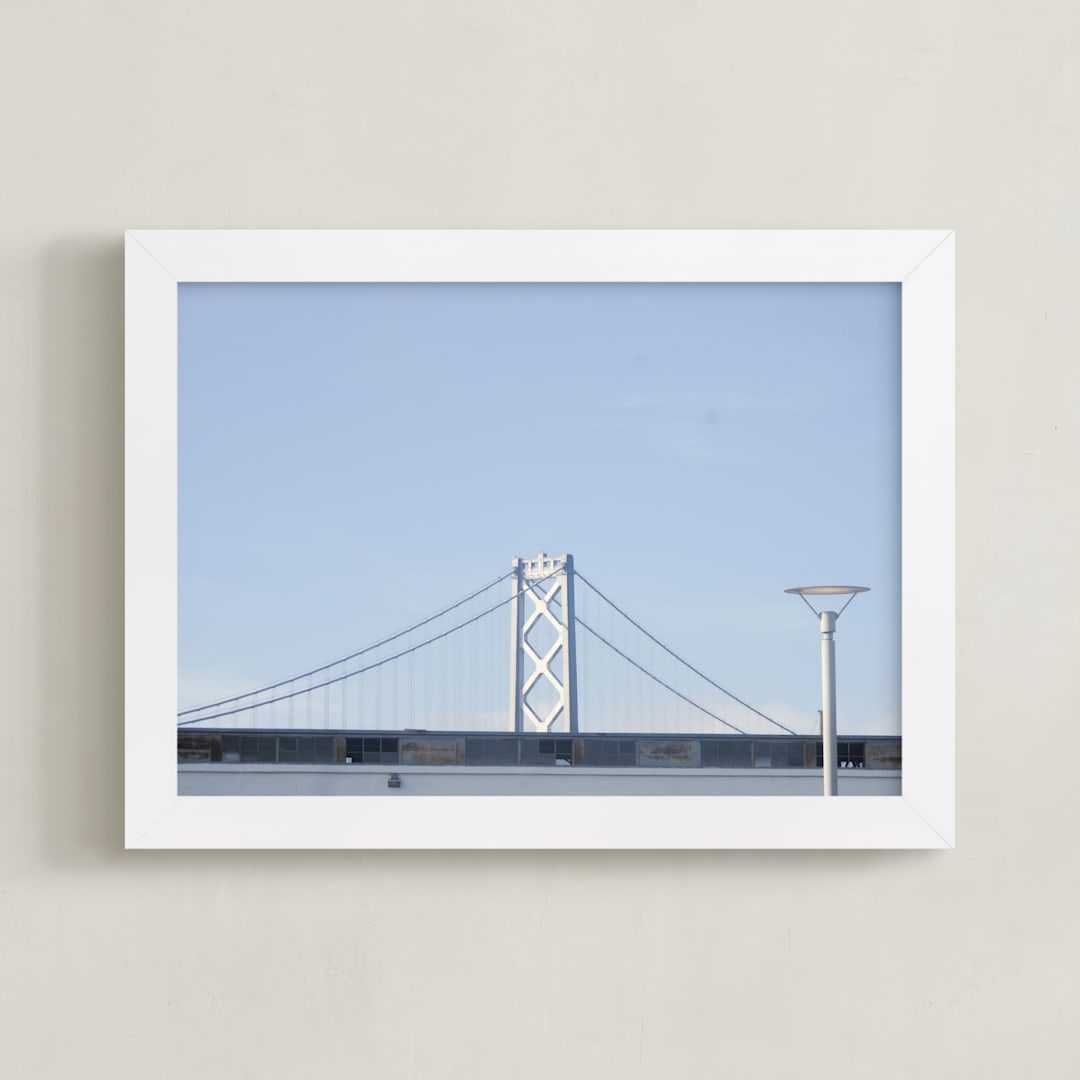 "Blue Bridge" - Art Print in Baby Blue Industrial by Kitty Seeber - Framed