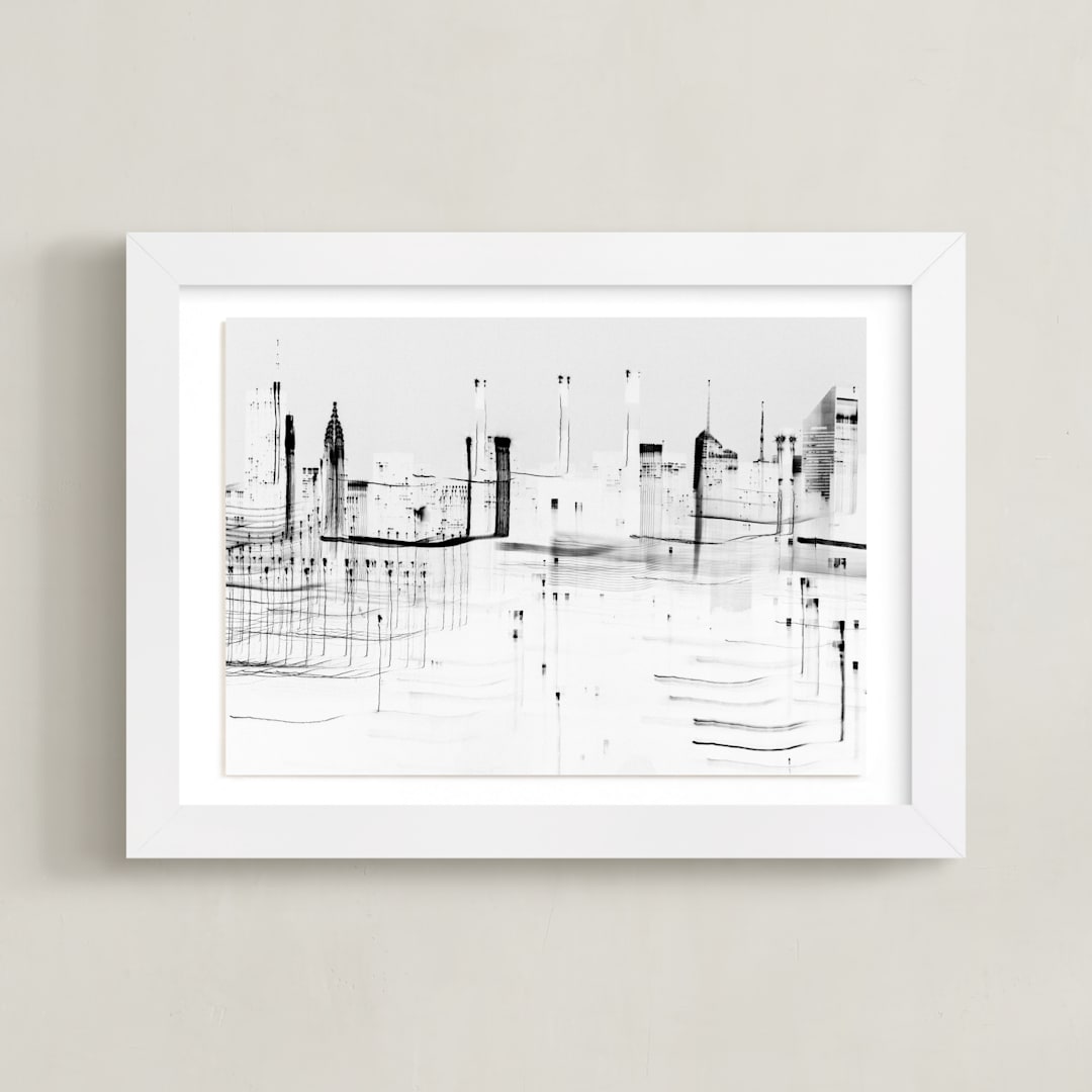 "nyc night lights " - Art Print in Black and White by Kaitlin Rebesco - Framed