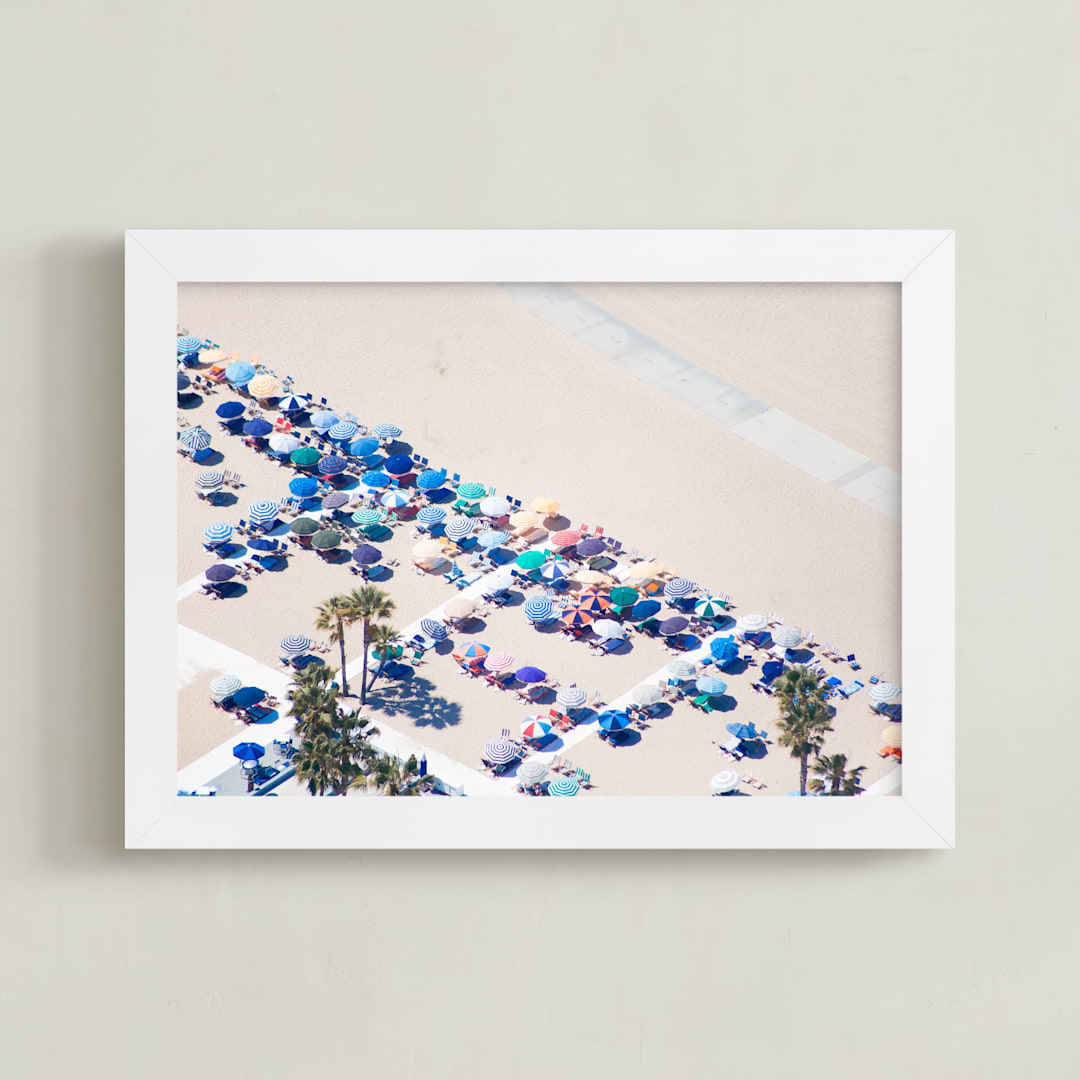 "Umbrella Club" - Art Print in Deep Blue by Caroline Mint - Framed
