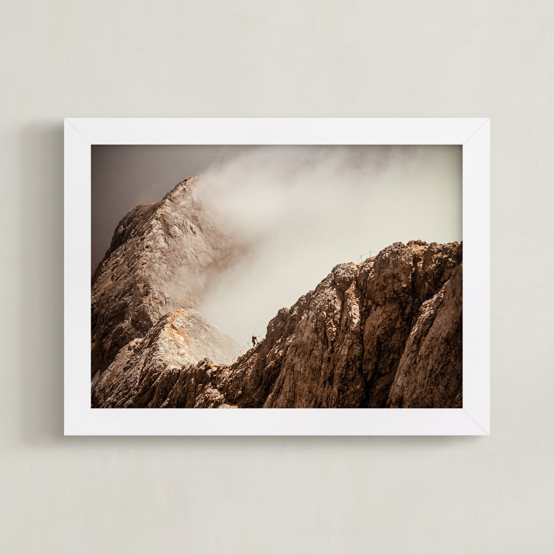 "Man and a Mountain" - Art Print in Earth by Uros Zagozen - Framed