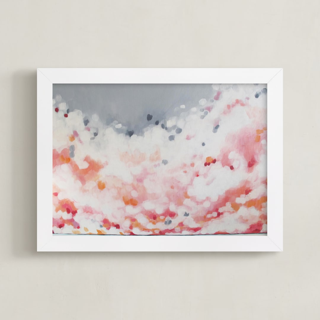 "Orange Bliss" - Art Print in orange fluff by Jennifer Hallock - Framed
