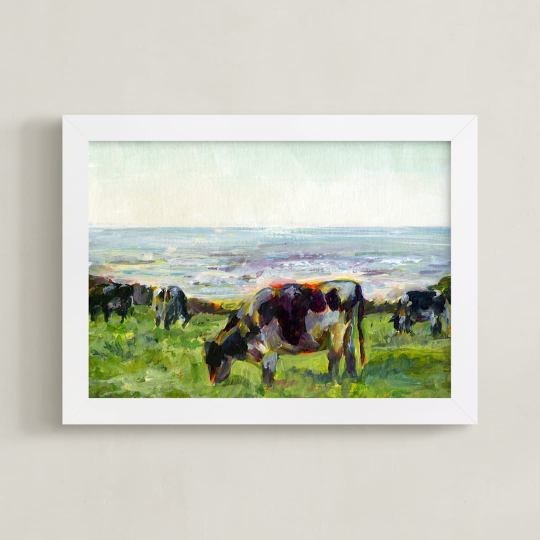 "Marin Cows" - Art Print in Holstein by Alex Elko Design - Framed