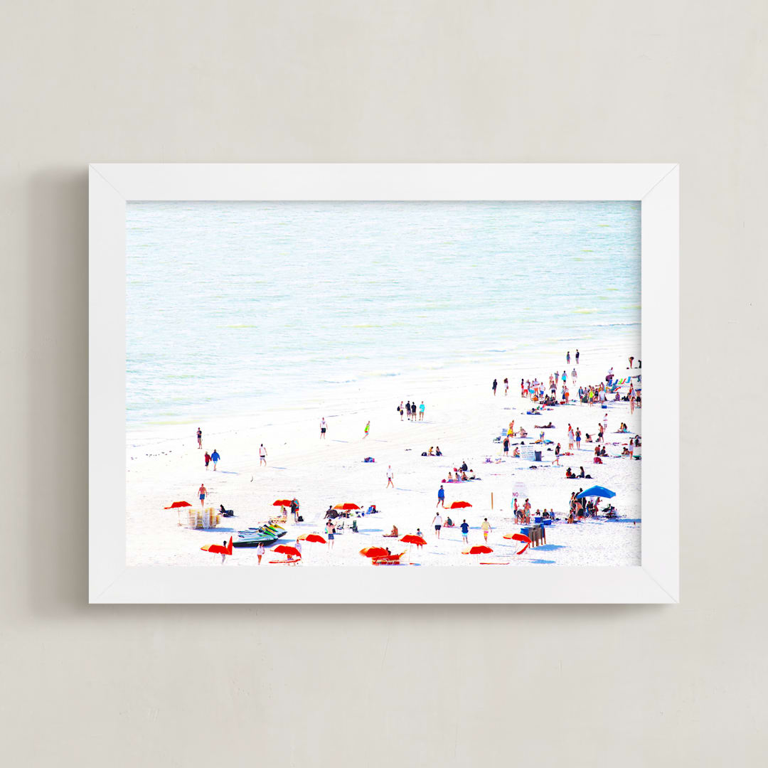 "Bright Beach" - Art Print in vibrant sun by Baumbirdy - Framed