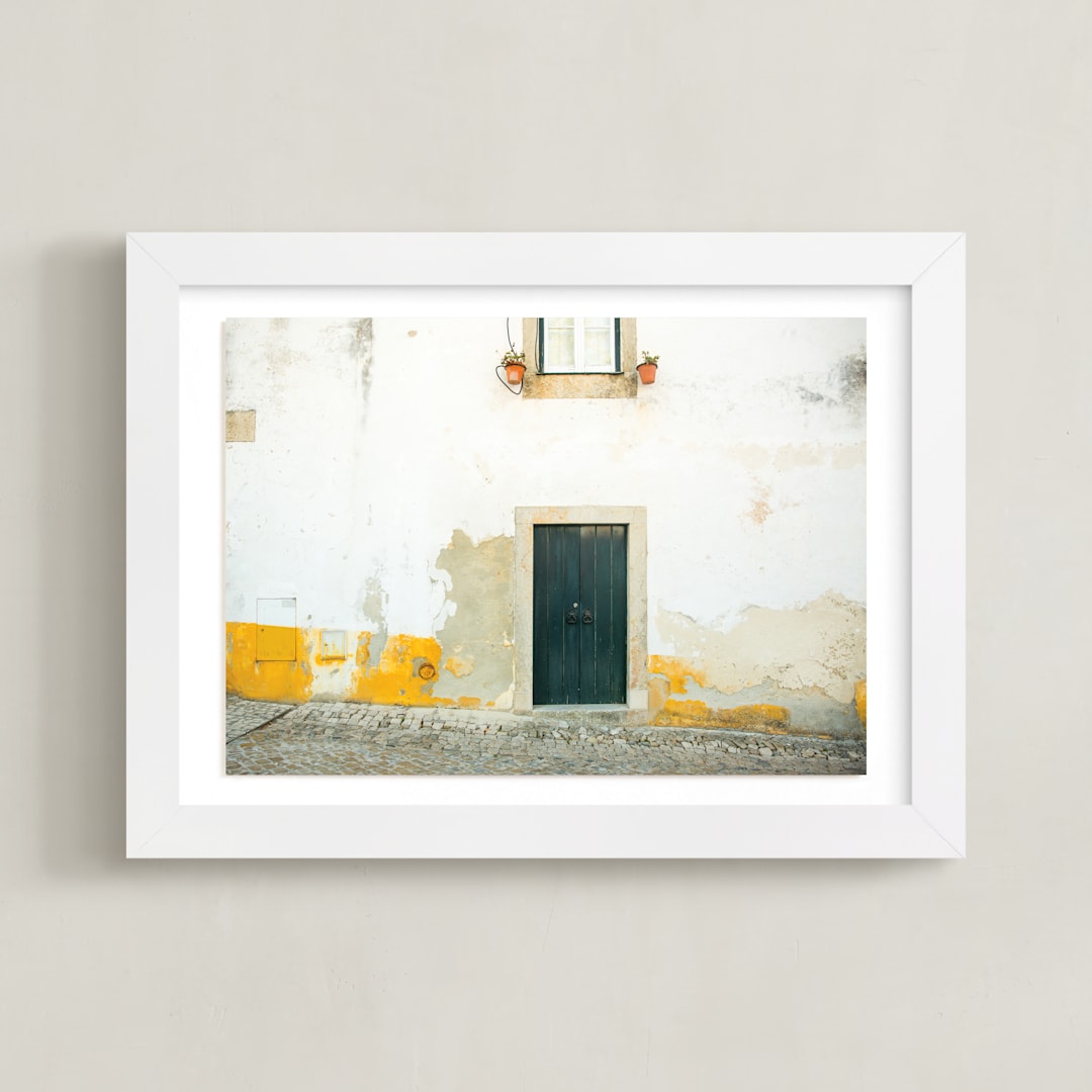 "Óbidos" - Art Print in Mustard Yellow by Heather Deffense - Framed
