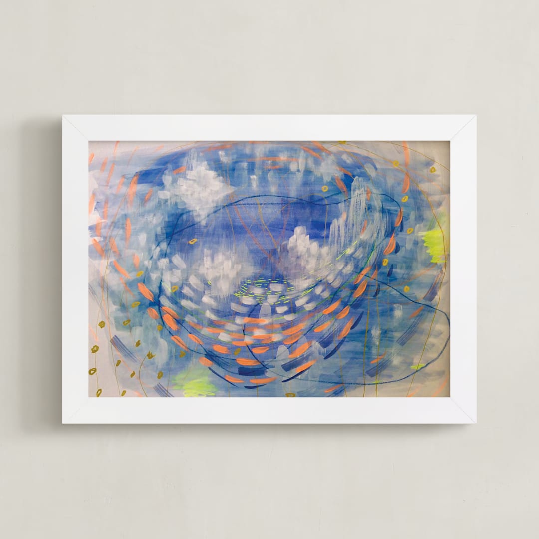 "Orbit" - Art Print in Cobalt Blue by Denise Wong - Framed