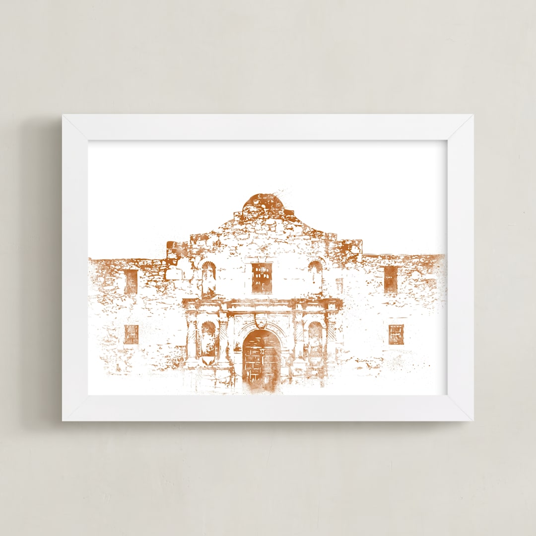 "The Alamo" - Art Print in Rust by Paul Berthelot - Framed