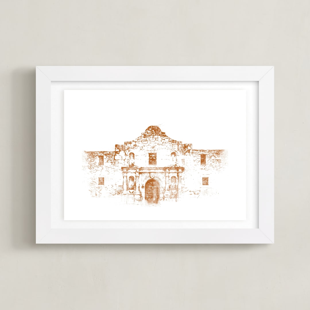 "The Alamo" - Art Print in Rust by Paul Berthelot - Framed