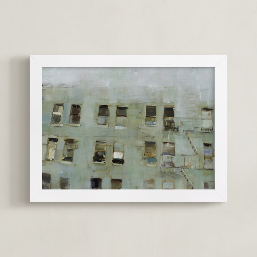 "Windows" - Art Print in grey by Hadas Tal - Framed