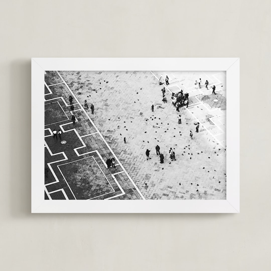"Scoring through" - Art Print in stone ivory by Van Tsao - Framed