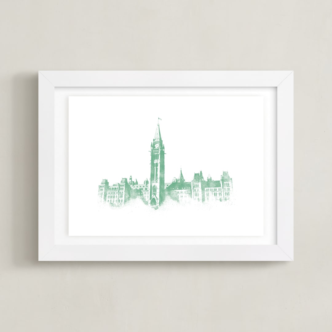 "Parliament Hill" - Art Print in Verdigris by Paul Berthelot - Framed